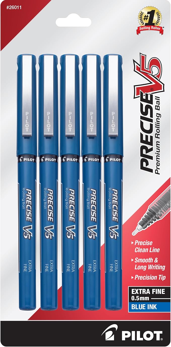 Pilot Precise V5 Rollerball Pens, Extra Fine Point 0.5 mm Blue Pens, Journaling by PilotCorporationofAmerica