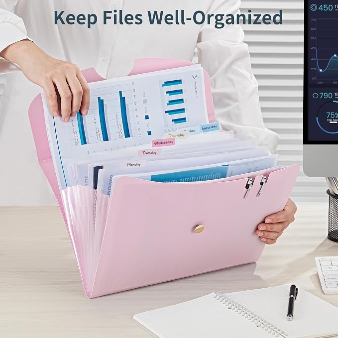 JARLINK 7 Pockets Expanding File Folder, A4 Size Accordion File Folders - Image 4