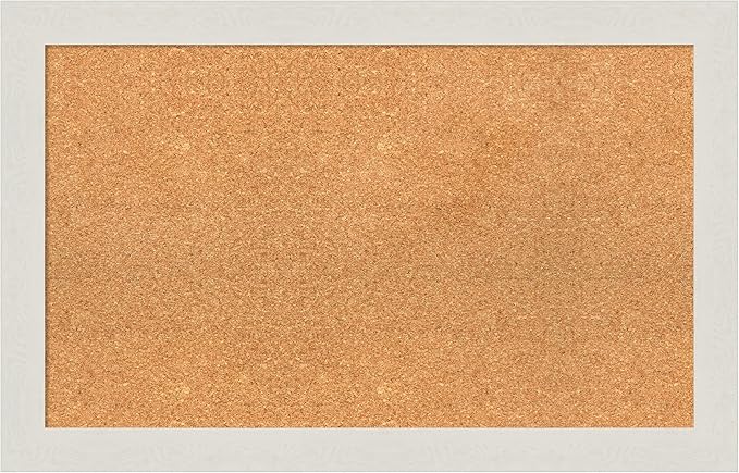 Amanti Art Natural Cork Board for Wall, 21x33 Vision Board with White Frame, Medium Corkboard Office Decor for Home Organization, Country Rustic Corkboard Pinboard to Display Items for Home-DeskLoop Office
