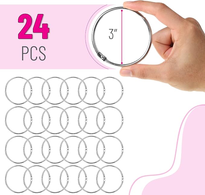 Mr. Pen- Loose Leaf Binder Ring, 3 Inch, 24 Pack | Metal Loose Leaf Binder Book - Image 2