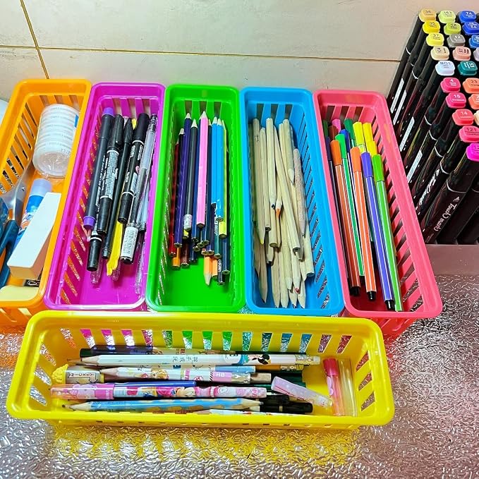 RAUVOLFIA 12 Pack Classroom Pencil Organizer Pencil Basket or Crayon Basket - Image 5