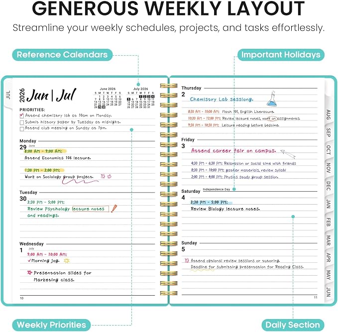 Planner 2026-2027, 6.3" x 8.5" Weekly and Monthly Academic Year Planner Calendar - Image 3
