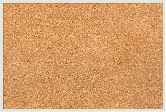 Amanti Art Natural Cork Board for Wall, 17x25 Vision Board with White Frame, Medium Corkboard Office Decor for Home Organization, Modern Corkboard Pinboard to Display Items for Home Organization in-DeskLoop Office