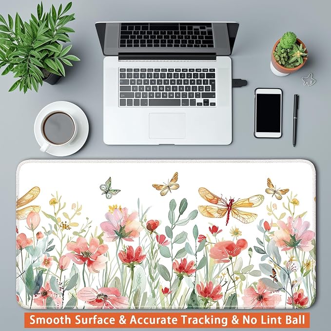 Keyboard Mat, Large Mouse Pad, Watercolor Flower - Image 3