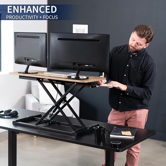 VIVO 36 inch Desk Converter, K Series, Height Adjustable Sit to Stand Riser - Image 4