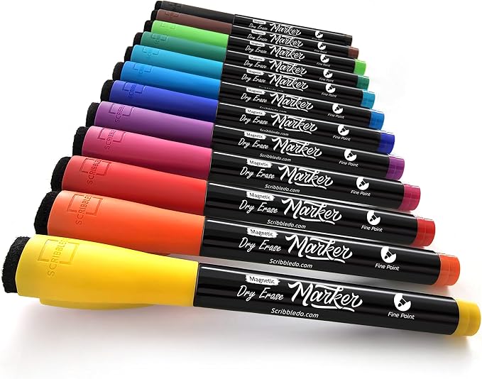 Scribbledo Magnetic Dry Erase Markers Fine Tip, Low-Odor Whiteboard Markers - Image 6