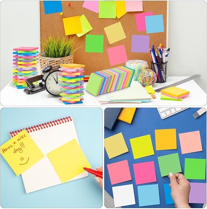 60 PCS Sticky Notes Bulk 3x3 Inch Colorful Sticky Notes 75 Sheets/Pad 12 Colors - Image 4