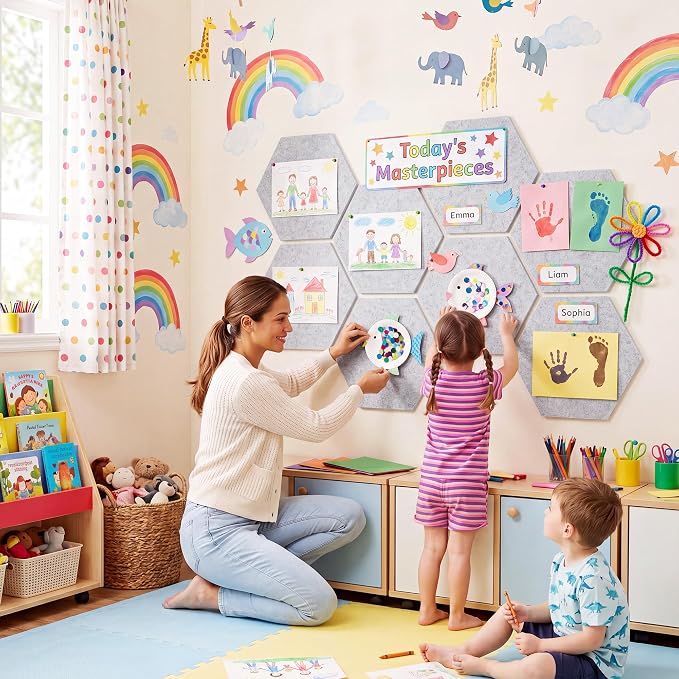 8 Pack Hexagon Felt Bulletin Board Tiles - Image 5
