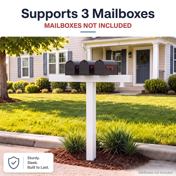 Sintuff Heavy Duty White Vinyl Mailbox Post Sleeve T-Shape Mailbox Stand Mount - Image 3