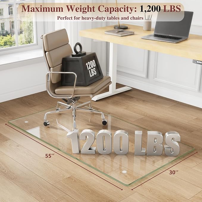 Tempered Glass Chair Mat for Carpet，30"x55" Office Mats for Rolling Chairs - Image 2