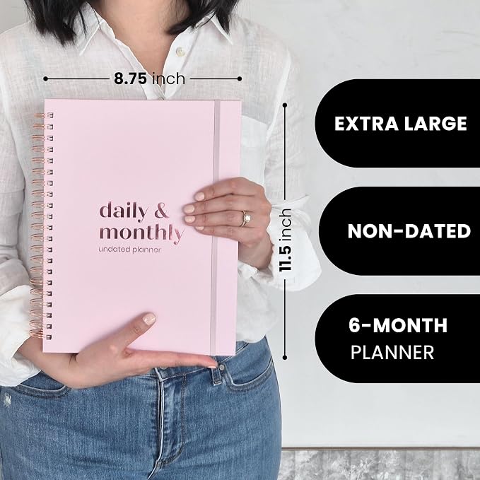 Undated Daily Planner | 2026 Calendar | Large Daily and Monthly Planner - Image 2