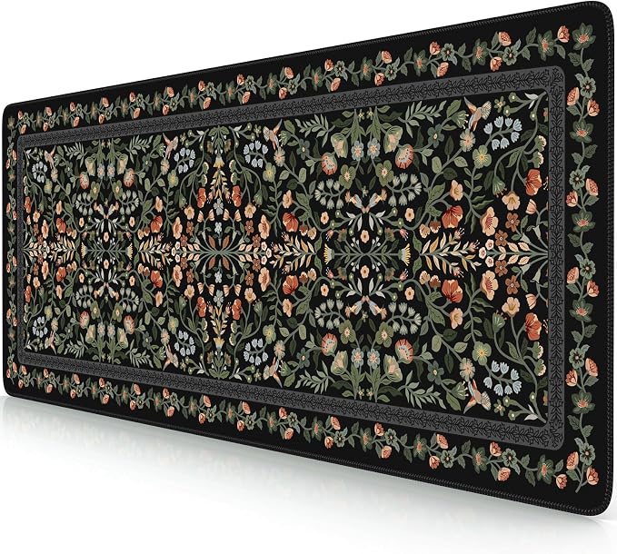 iCasso Aesthetic Floral Desk Mat, L Mouse Pads, Anti-Slip Retro Mousepad by iCasso