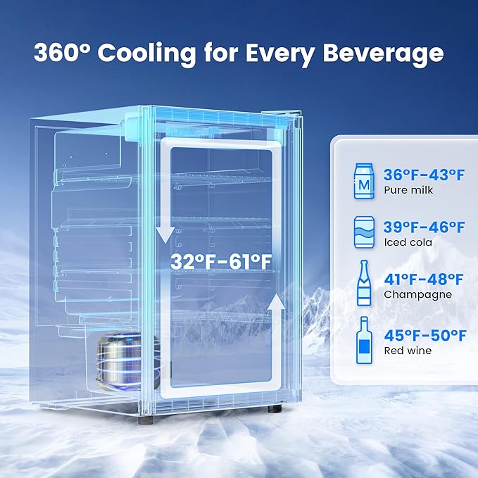 145 Can Beverage Refrigerator Cooler - 4.5 Cu.Ft Mini Fridge Glass Door, Soda Wine Beer Drink Fridge, Small Refrigerator for Bedroom Office Home Bar Dorm, Digital Temperature Control, Silver-DeskLoop Office