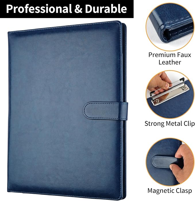 Professional Padfolio with Clipboard, Faux Leather Portfolio Folder Binder - Image 4