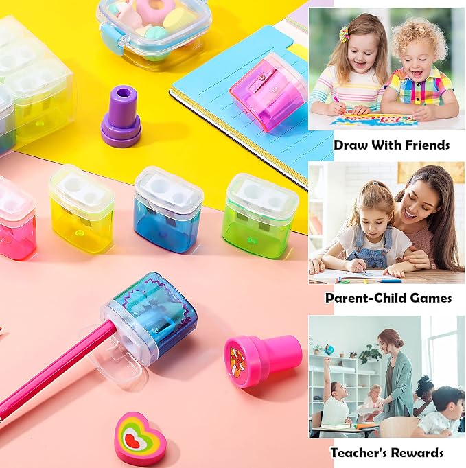 Tenare 120 Pcs Back to School Pencil Sharpeners Manual Double Hole Pencil - Image 6