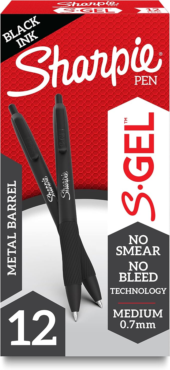Sharpie S-Gel Pens, Sleek Metal Barrel, Matte Black, Medium Point by Unknown