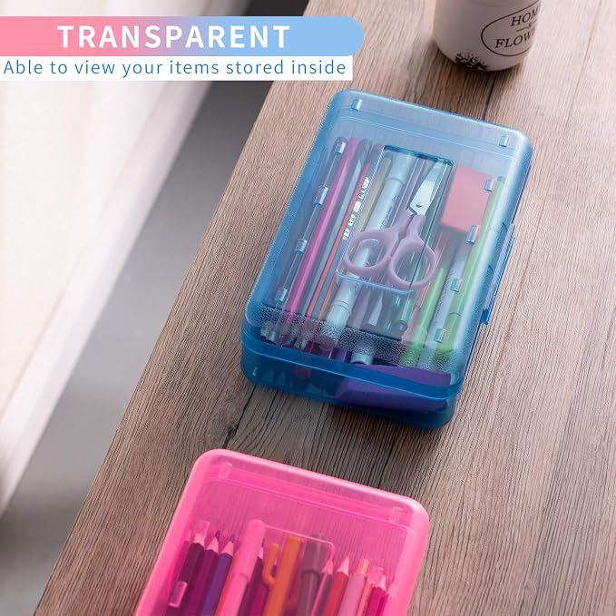 Sooez 3 Pack Pencil Case, Large Hard Pencil Box Bulk, Plastic Storage Container - Image 6