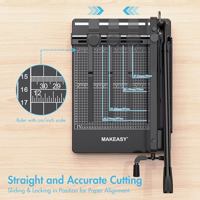 Paper Cutter 12 Inch, Heavy Duty Paper Cutter for A4 Paper, Guillotine Paper Cutter 400 Sheet Capacity, Solid Steel Construction-DeskLoop Office