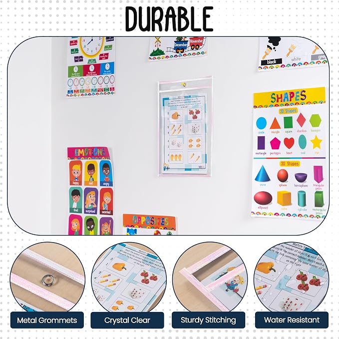Essex Wares - 6 Pack, Water-Resistant Dry Erase Pocket Document Protectors - Image 4
