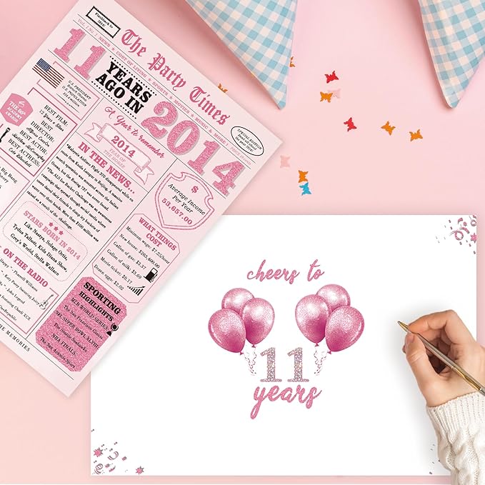 11th Birthday Decorations for Girls，11 Year Old Girl Birthday Card Gifts，11th Bday Card，11 Year Old Bday Decorations for Daughter Granddaughter Niece