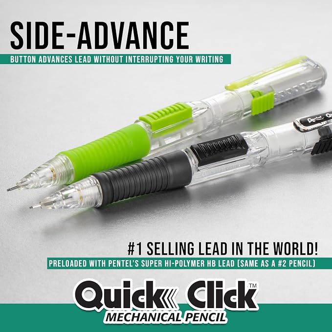 Pentel Quick Click Mechanical Pencil, Includes Refill Lead and Erasers - Image 4
