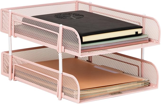 Mind Reader Stackable Paper Tray, Desktop Organizer, File Storage, Metal Mesh by MindReader