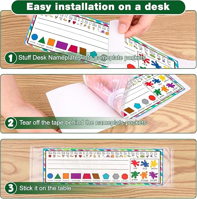 Meetory 40 PCS Upgraded Nameplate Pocket, Self Adhesive Desk Nameplates Name - Image 6