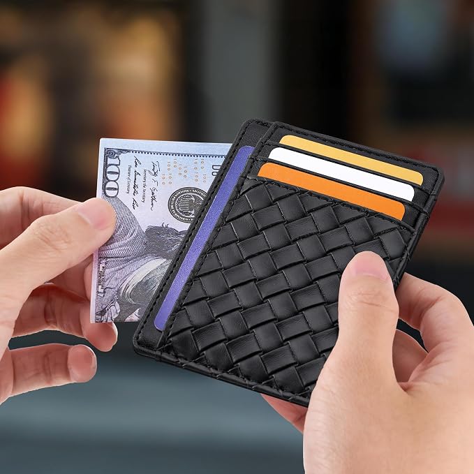 Travelambo Front Pocket Minimalist Leather Slim Wallet RFID Blocking Medium Size - Image 3