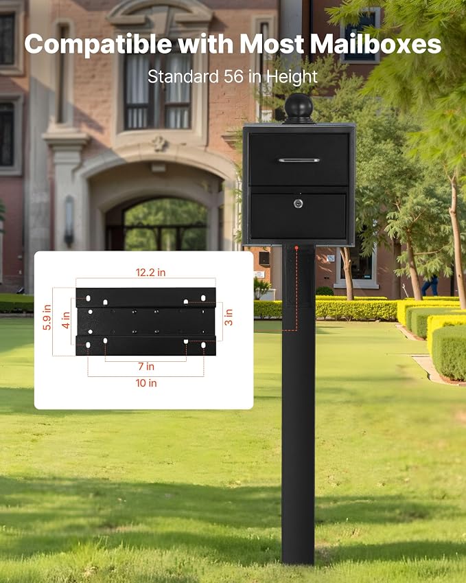 VEVOR Mailbox Post, Aluminum In-Ground Mounting Mail Box Stand - Image 3