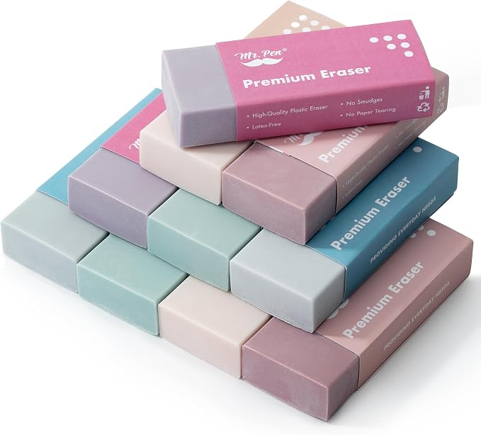 Mr. Pen- Pencil Eraser, 10 Pack | Large Latex Free Vinyl Block Erasers by MrPen