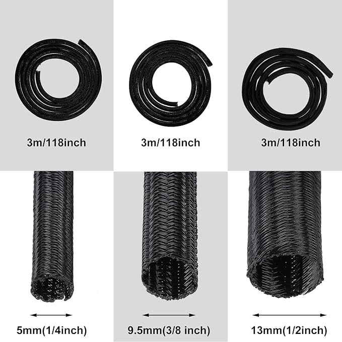 Boao 3 Pieces Cord Protector Wire Loom Tubing Cable Sleeve Split Sleeving - Image 6