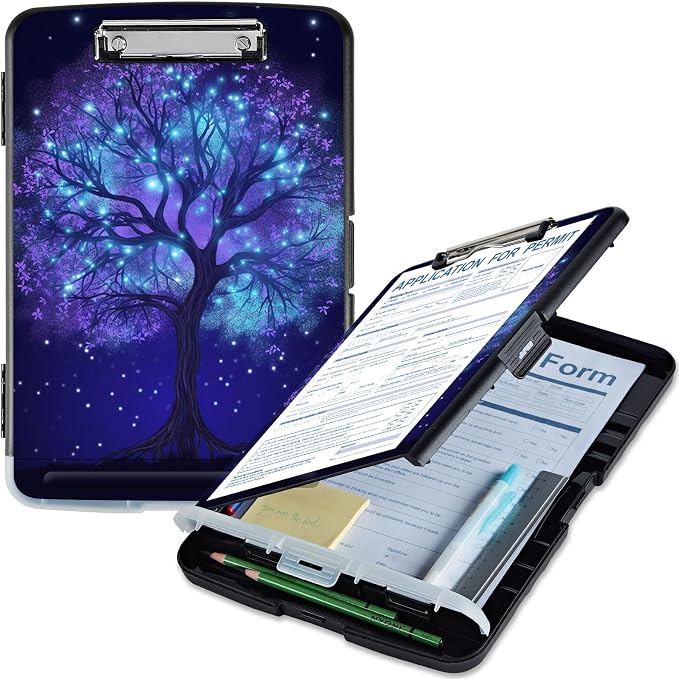 Clipboard with Storage, High Capacity Fluorescent Tree Storage Clipboard 9.5x14 by Qindaiwen