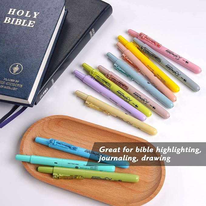 WRITECH Retractable Bible Highlighters Assorted: Pastel Colors No Bleed - Image 5