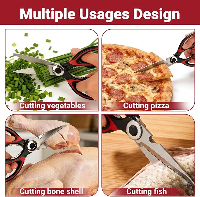 Kitchen Shears Set of 2, Heavy Duty Kitchen Scissors Seafood Scissors, - Image 7