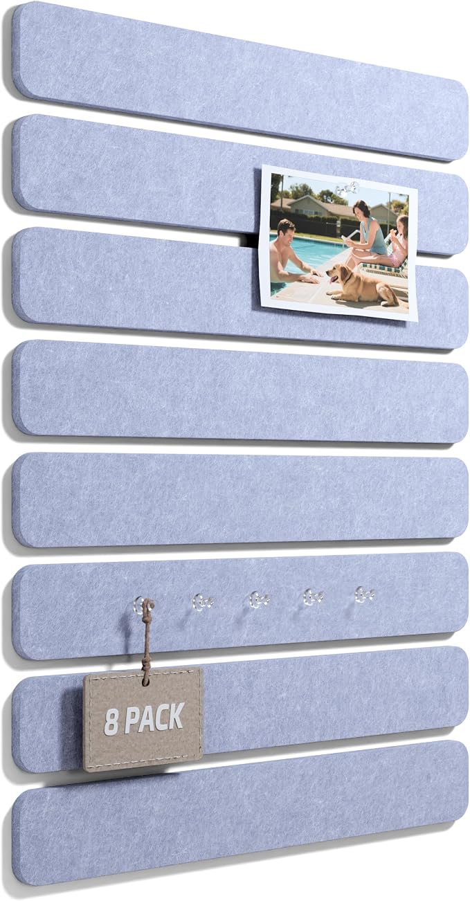 Fluxynara Cork Board Alternative Felt Strip Board 8-Pack 13"x2", Office Pin by FLUXYNARA