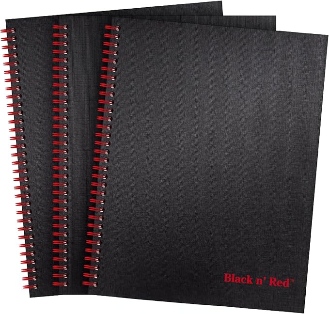 Black n' Red Notebooks, Business Journals, 3 Pack, 70 Sheets, Optik Paper by BlacknRed