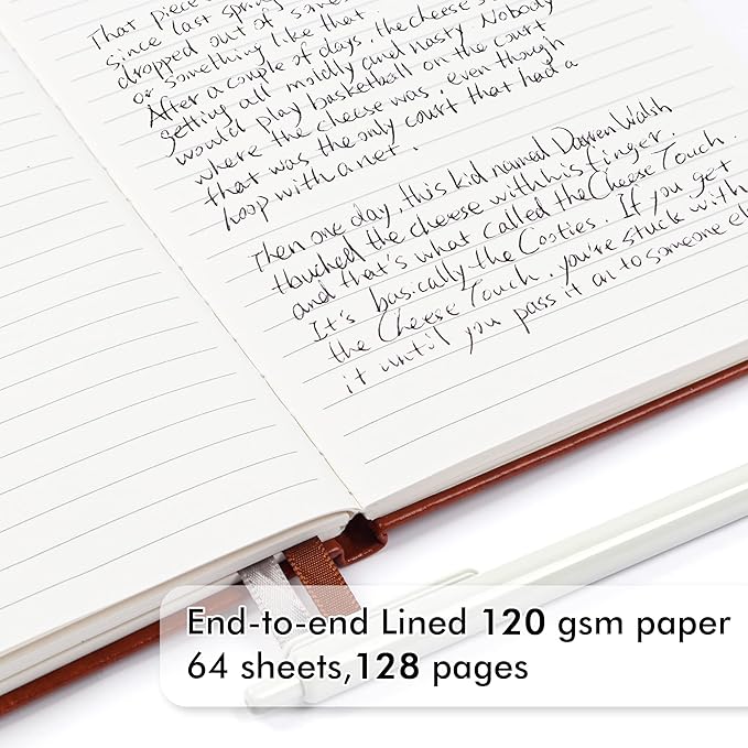 feela 24 Pack Journal Notebook for Work, Business Notebook Bulk Hardcover Lined Writing Journal with Pen Holder for Men Women Note Taking, with 24 Black Pens, 120 GSM, 5.1”x8.3”, A5, Brown-DeskLoop Office