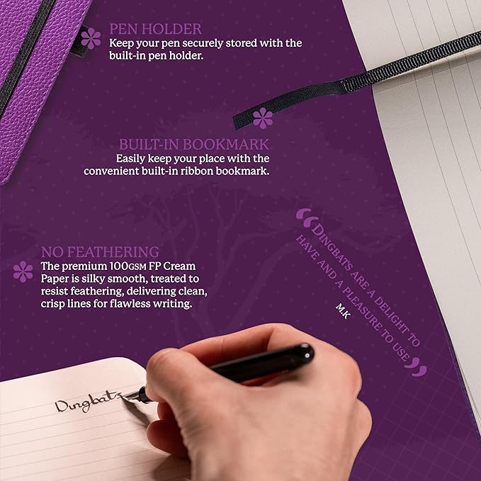 Dingbats* Wildlife Lined Writing Journal Notebook A5 - Vegan Leather Hardcover - Ideal for Work, Travel - Pocket, Elastic Closure, & Bookmark-DeskLoop Office