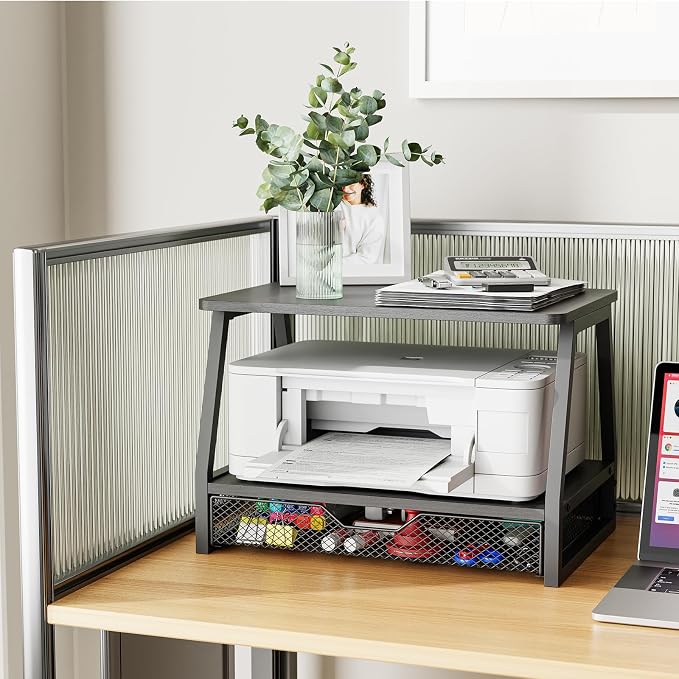 2-Tier Printer Stand with Storage, Desktop Organizer - Image 3