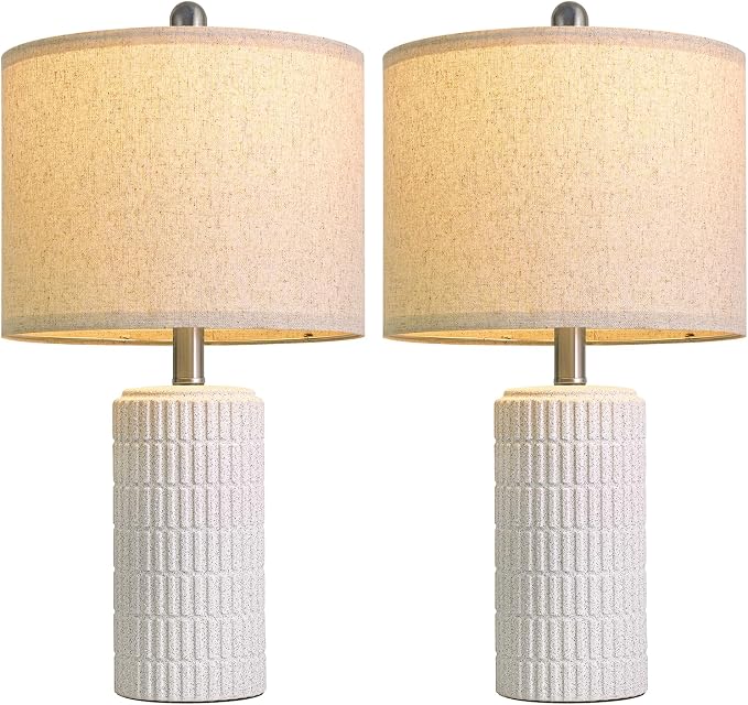 PoKat 20.75" Stone-Like Farmhouse Ceramic Table Lamps Set of 2 - Image 6