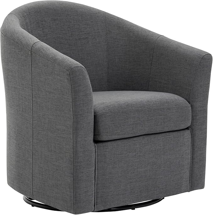 UIXE 360° Swivel Barrel Accent Chairs Set of 2, Modern Round Arm Chair Upholstered Club Armchair, Single Sofa Seating in Fabric for Living Room, Bedroom (Dark Grey)-DeskLoop Office