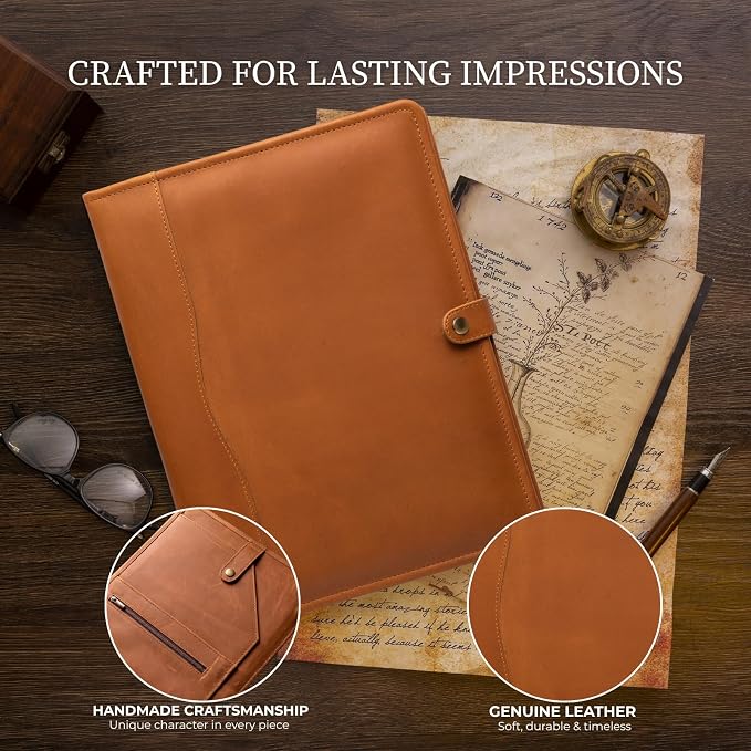 Leather Portfolio, Leather Binder - Image 4