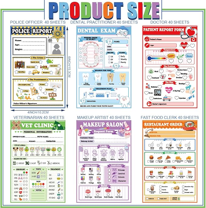 Eaasty Kids Pretend Play Notepads 4 x 6 Inch Pads - Image 3