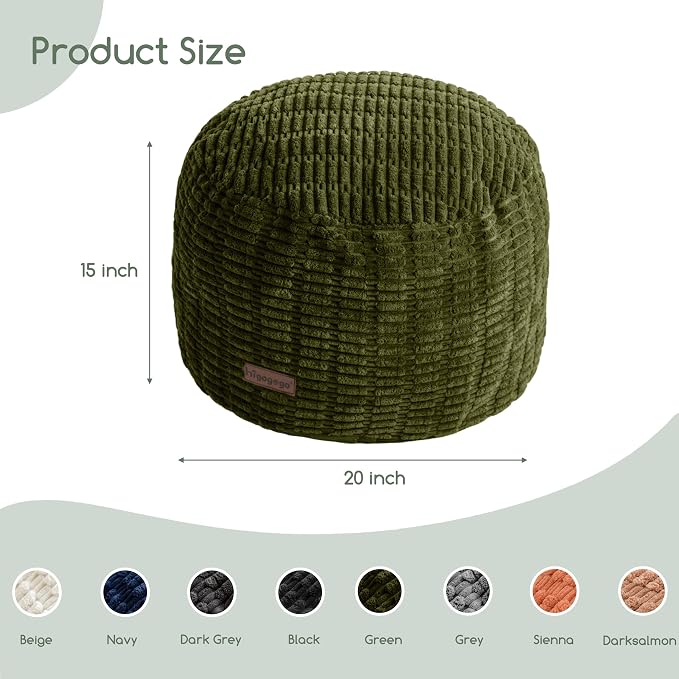 HIGOGOGO Pouf Ottoman Stuffed Round Modern Foam Filled Foot Rest Poufs - Image 2