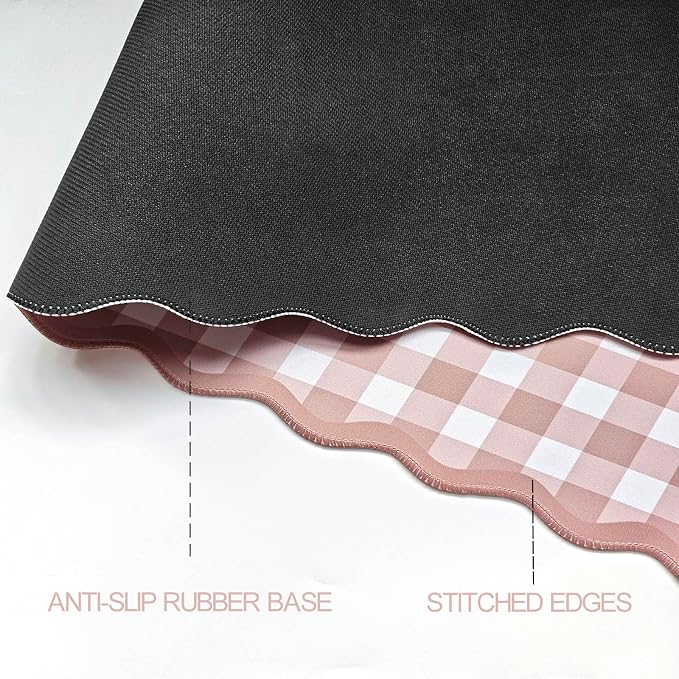 Scalloped‌ Checkered Desk Mat Cute Brown Gingham XXL Large Gaming Mouse Pad - Image 5
