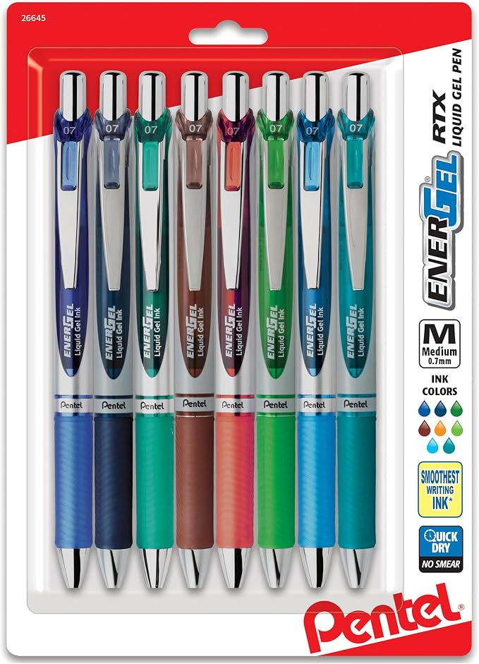 Pentel EnerGel RTX Retractable Liquid Gel Pen, Metal Tip, Medium Line by PentelofAmerica