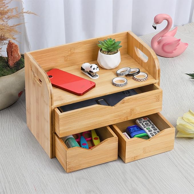 Hacaroa 3 Tier Bamboo Desktop Organizer - Image 2