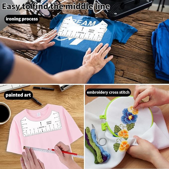 12pcs Tshirt Ruler Guide for Vinyl Alignment, T Shirt Measurement Accessories - Image 7