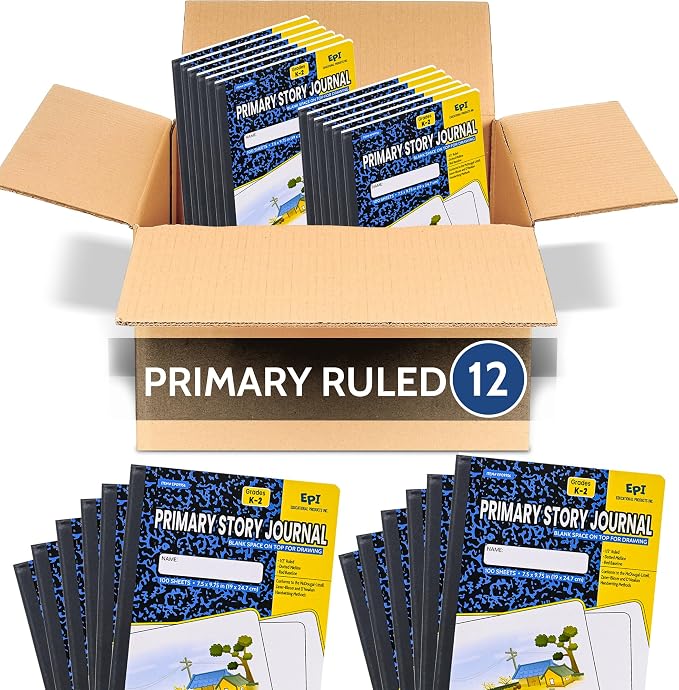 12 Pack - EPI Primary Ruled Composition Notebook Black - 200 Pages, 9-3/4 x 7-½ by EPI