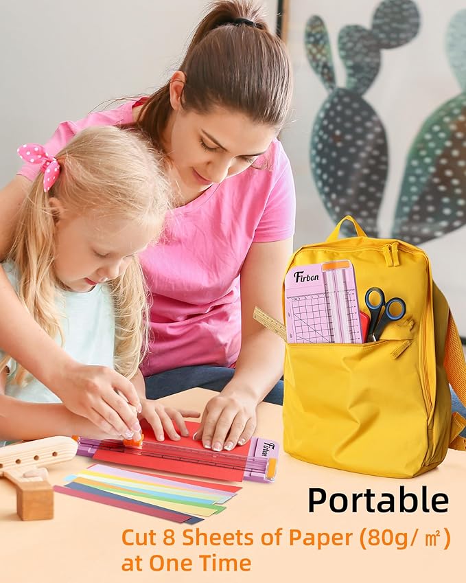 Firbon Pink A5 Paper Cutter, Straight Small Paper Trimmer with Side Ruler for Scrapbooking Craft, Paper, Coupon, Label, Cardstock-DeskLoop Office